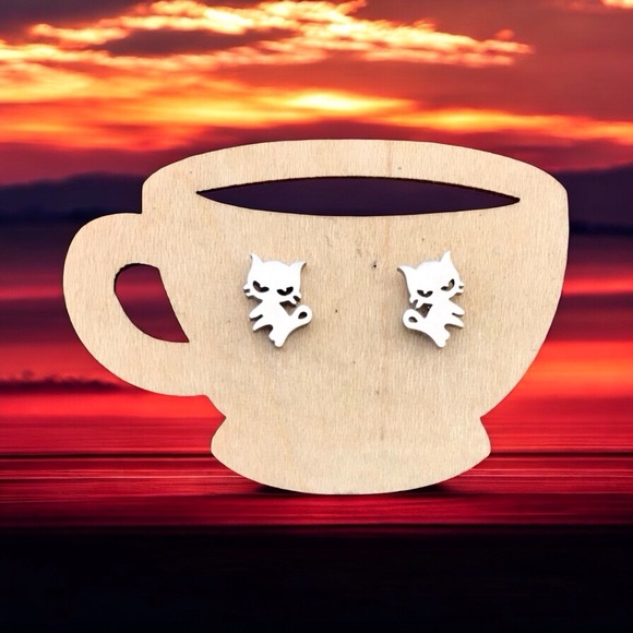 Aura of Water Jewelry - 🆕 Kitty Stud Earrings Stainless Steel
